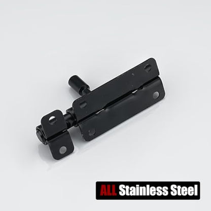 JQK Door Security Slide Latch Lock Barrel Bolt, 304 Stainless Steel Sliding Gate Latches Thickened 1.4mm with Padlock Hole, Black, 2 Pack HBB120-BK-P2 - color: Black, size: 2 Pack