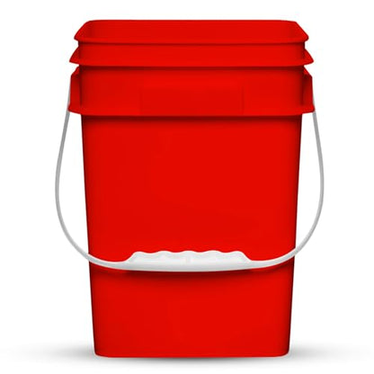 House Naturals 4 Gallon Square Food Grade Plastic Bucket with Lid, Made in USA (Pack of 2) BPA Free (Red) - color: Red