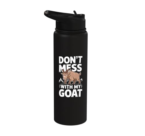 Don´t Mess With My Goat Cute Coat Pygmy Goat Farmer Stainless Steel Insulated Water Bottle - color: Black