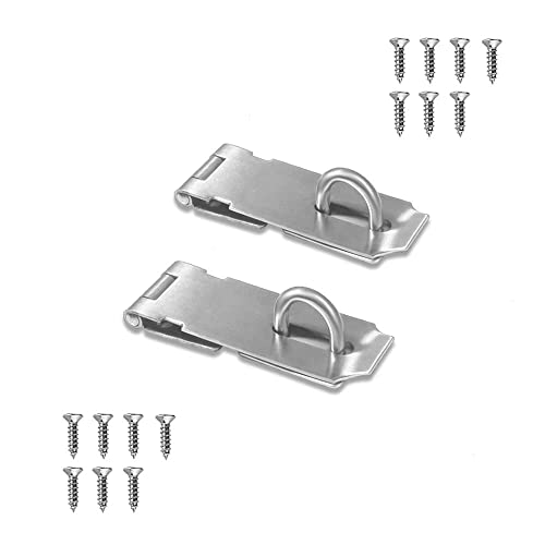 Door Locks Hasp Latch, 3 Inch Stainless Steel Safety Packlock Clasp Hasp Lock Latch, Extra Thick Door Gate Lock Hasp with Screws Brushed Finish 2 Pack - color: Stainless Steel, size: Straight 3 Inch
