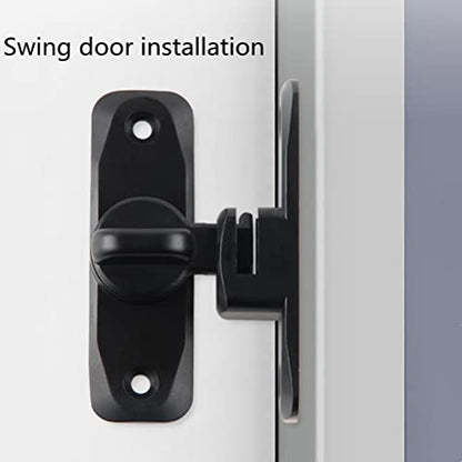 Flip Door Latch Black 180 Degree Heavy Duty Bar Gate Latches Safety Door Lock, Bold Thickened Anti-Rust Update Design (90-180Filp Door Latch)