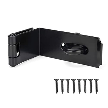 HILLMASTER Door Hasp Latch 90 Degree, 7-3/4" Extra Thick Heavy Duty Steel Safety Gate Door Lock Padlock Clasp Hasp Lock Latch for Fence Gate Barn Door Shed Closet Cabinet, Black Finish | Padlock Clasp Hasp Lock Latch for Fence Gate Barn Door Shed Closet C