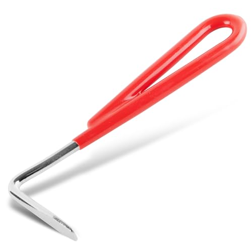 Jeffers Equine Horse Hoof Pick with Red Coated Handle for Horses, Ponies, and Miniatures – Durable Grooming Tool for Hoof Cleaning, Tack Box, Barn, Stable, Travel, Farm Use – 5.5 Inch