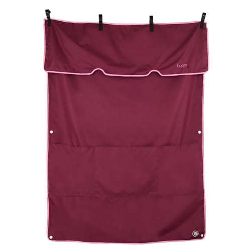 HORZE Ella Equestrian Horse Show Stall Guard with 3 Pockets | 73" x 54" - Anemone Dark Pink - One Size