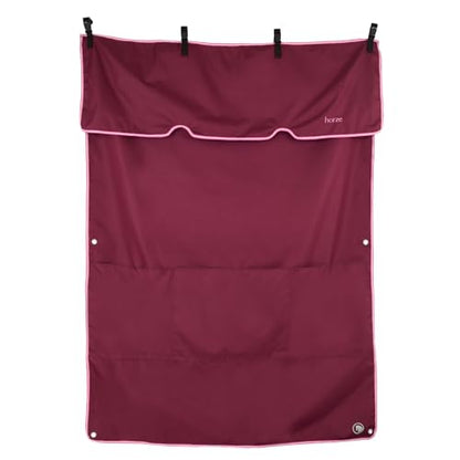 HORZE Ella Equestrian Horse Show Stall Guard with 3 Pockets | 73" x 54" - Anemone Dark Pink - One Size