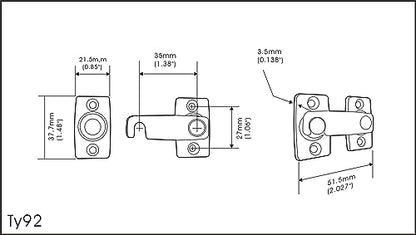 QCAA Solid Brass Shutter Bar/Door Latch, 7/8" x 2-3/32", Classic Bronze, 1 Pack, Made in Taiwan - color: Classic Bronze, size: 1 Pack