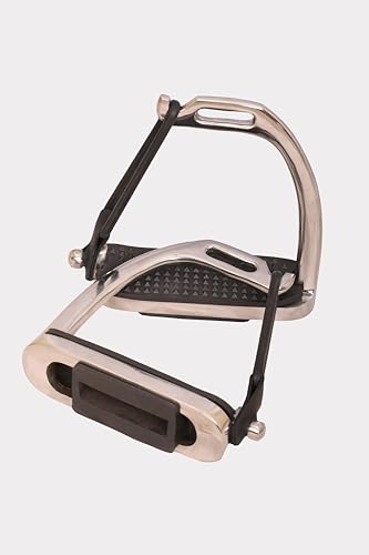 Peacock Silver Polish Safety Stirrups Horse Riding S Steel with Treads, Horse Stirrups, Equestrian Peacock Safety Stirrups for Adults/Childerns - size: 4.75" inch