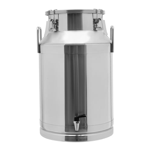 Stainless Steel Sealed Milk Barrel with Spigot，40L/10.57Gallon Large Milk Bucket Wine Can Pail Tote Tank with Sealed Lid & Handle for Milk Wine Oil Liquid Tranport Storage Container - size: With Spigot