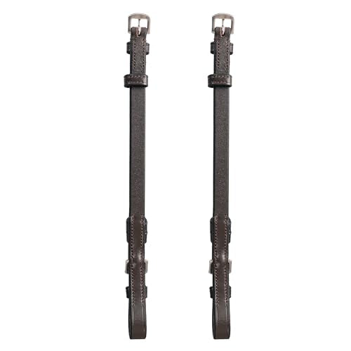English Bridle Cheek Pieces– 5/8" (16mm) Leather Replacement Cheekpieces with Buckle Fastening – Premium Vegetable-Tanned Leather Horse Tack – Stainless Steel Hardware – Full Size - color: Havana Brown, size: Pony/Small Size
