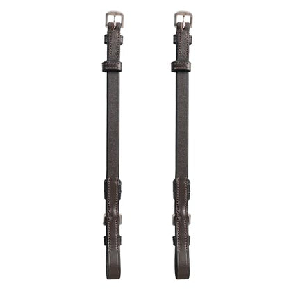 English Bridle Cheek Pieces– 5/8" (16mm) Leather Replacement Cheekpieces with Buckle Fastening – Premium Vegetable-Tanned Leather Horse Tack – Stainless Steel Hardware – Full Size - color: Havana Brown, size: Pony/Small Size