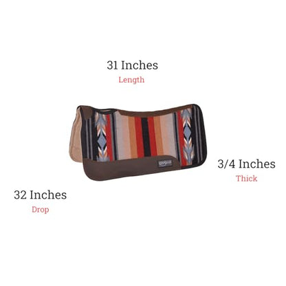Reinsman APEX Ranahan Wool Soft Breathable Shock-Absorbing Fleece-Lined Moisture-Wicking Contoured Back Protection Wither Relief Horse Riding Saddle Pad - color: Gray Serape