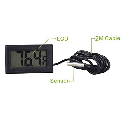 ACEIRMC Black Digital LCD Thermometer Temperature Monitor with External Probe for Fridge Freezer Refrigerator Aquarium -Fahrenheit (10pcs) - color: 10pcs
