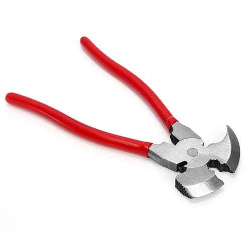 Elsjoy 10.6 Inch Fencing Plier, Heavy Duty Fence Plier Tool, Barbed Wire Fence Cutter, Nail Puller