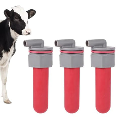 3PCS Calf Feeder Pacifier with Fixed Base for Feeding Milk Bucket Cow Nipple Calves Teats Soft Rubber Feeding Teats for Cattle Horse Donkey (Style-2)
