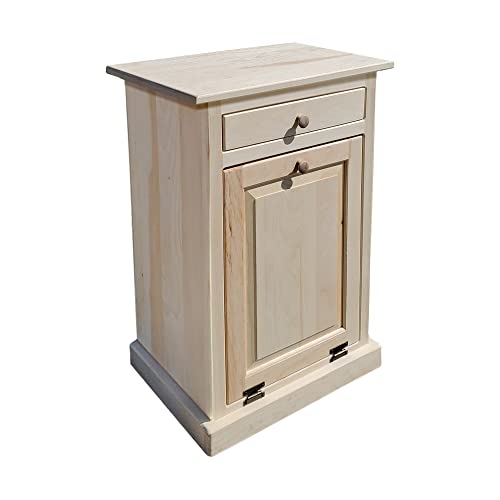 Peaceful Classics Wooden Tilt Out Trash Cabinet with Drawer, Unfinished - color: Unfinished, style: With Drawer