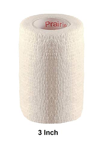 Vet Tape (White) (2 Pack) (3 Inch x 15 feet) Self Adhesive Adherent Adhering Cohesive Flex Self Stick Bandage Grip Roll Dog Cat Pet Horse - color: White, size: 2 Rolls