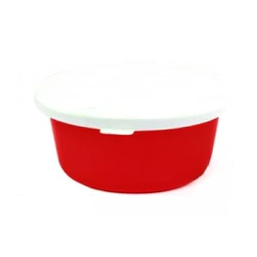 Correct Connect Mini 1 Gallon Horse Feed Storage Bowl with Snap Lid, Feed Container for Treats and Supplements, BPA Free Food Grade Feed Bucket, Stackable (Red) - color: Red