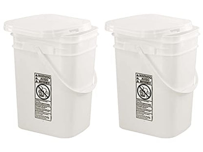 White Rectangular Bucket 5.3-Gallon Bucket with White Snap-on Lid (2)