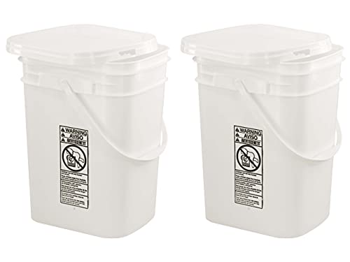 White Rectangular Bucket 5.3-Gallon Bucket with White Snap-on Lid (2)