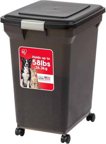 IRIS USA Dog Food Storage Container, Up to 58 lbs, Smoke Black, Made in USA - color: Smoke, size: 58 lbs