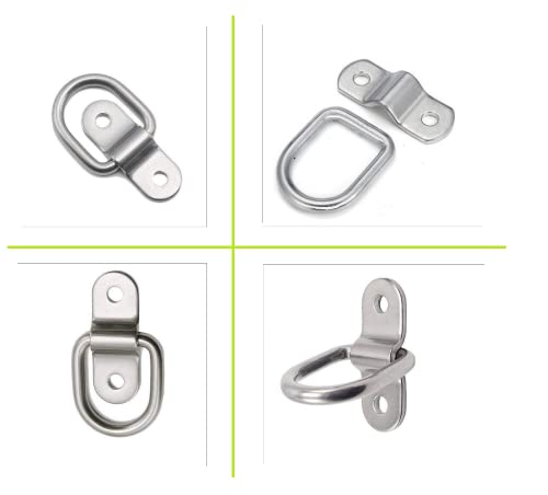 304 Stainless Steel D-Ring Tie Down Anchor 1/4 Inches Heavy Duty Lashing Surface Floor Mount for Safe and Secure Hauling (8-Pack)