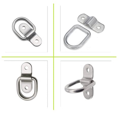 304 Stainless Steel D-Ring Tie Down Anchor 1/4 Inches Heavy Duty Lashing Surface Floor Mount for Safe and Secure Hauling (8-Pack)