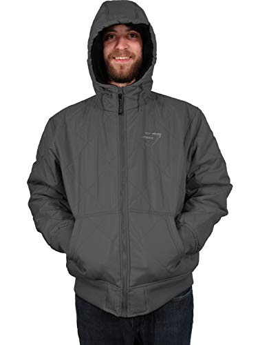Men's Fleece Lined Quilted Winter Jacket Coat - color: Gray, size: XX-Large