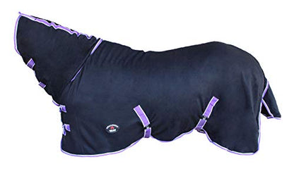 Challenger Horse Sheet Polar Fleece Cooler Exercise Blanket Wicks Moisture 4391N - color: Black / Purple-White Trim, size: 76 inches