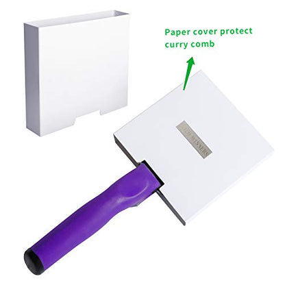 BOTH WINNERS Reversible Stainless Steel Curry Comb with Soft Touch Grip (Purple) - color: purple