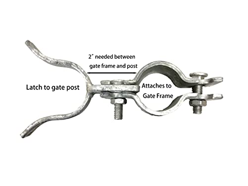 1-3/8" x 1-3/8" Fork Latch Galvanized Fence Gate Latch for Chain Link Fence Gate Frames with Padlock Hole Wall Mount to Post or Wall