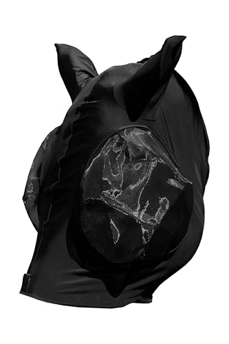 Equinavia Bug Out Horse Fly Mask, Soft Stretch Equine Fly Mask with Ears - color: Black, size: Cob