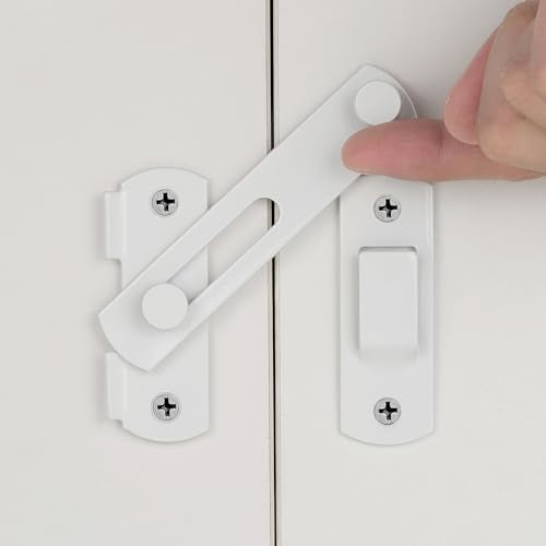 2 Packs White Stainless Steel Barn Door Latch Bi-fold Door Lock | Suitable for Sliding Door,Wine Cabinet,Closet,Drawer,Pet Cage,Garden Gates,French Door,Fence Gates - color: White