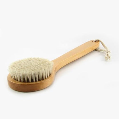 11.8 Inch Long Wooden Handle Dry Body Brush Back Scrubber, Bath Shower Brush Scrubber with Soft Horsehair Mane Natural Bristles, Good for Cellulite, Detox, Exfoliating, Blood Circulation,etc. - size: 11.8 Inch Long Handle Wooden Horsehair