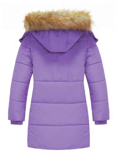 wantdo Girls' Waterproof Winter Coat Long Puffer Jacket Warm Parka Hooded - color: Purple, size: 14-16