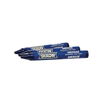 Dixon Industrial Round American Marking Crayons, Blue, Pack of 12 (05000) - color: Blue