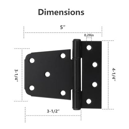 HOME MASTER HARDWARE 3-1/2" Heavy Duty Gate Hinges, 4 Pack T Hinge, Black - color: 4 Pack - Black