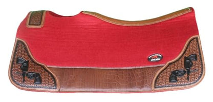 Horse Western Contoured Wool Felt Therapeutic Saddle Pad Black 39208 - color: Red