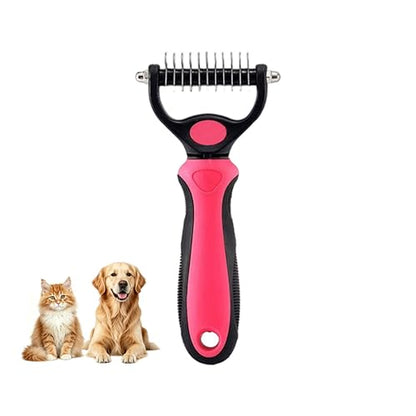 Dematting Comb for Dogs and Cats, Undercoat Rake Pet Brush for Long Hair, Deshedding Dog Brush Removes Tangles Knots and Loose Fur, Grooming Tool for Thick Coats (Pink M) - color: Pink M