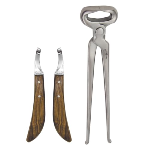 Hoof Nipper 15" and Farrier Hoof Knives Set – Premium Farrier Hoof Trimming Tools for Horses, Ponies & Donkeys – Professional Hoof Care Nipper & Hoof Knife Kit for Farriers & Horse Owners