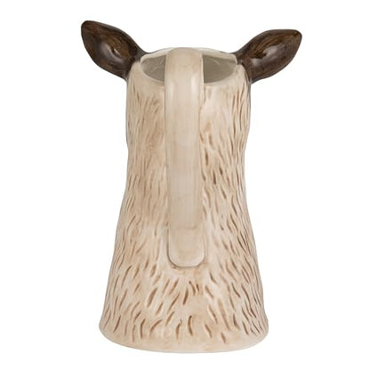 Creative Co-Op 12-Ounce Stoneware Goat Shaped Pitcher, Brown and White