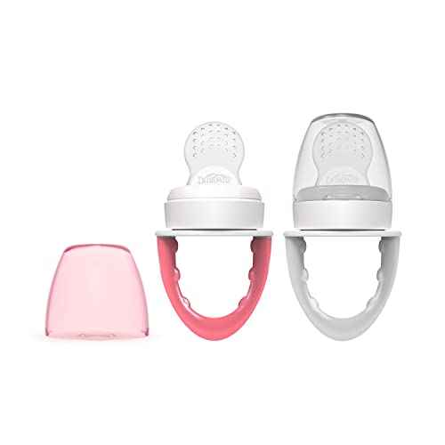 Dr. Brown's Fresh First Silicone Feeder, Pink & Grey, 2 Count - color: Pink & Gray, size: 2 Pack