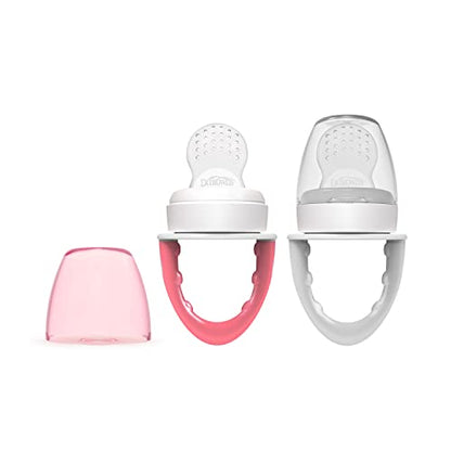 Dr. Brown's Fresh First Silicone Feeder, Pink & Grey, 2 Count - color: Pink & Gray, size: 2 Pack