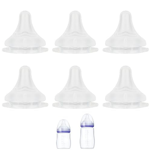 Silicone Nipple for Lansinoh Anti-Colic Baby Bottle, Slow Flow, Size S, 1m+, 6 Count - color: 1m+, S