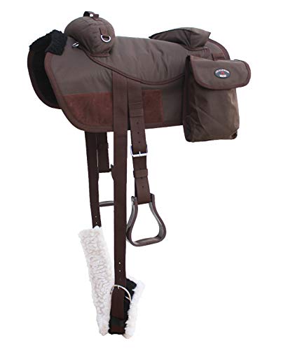 Horse Western Bareback Saddle Pad Trail w/ Pockets Girth Stirrups 39205 - color: Brown