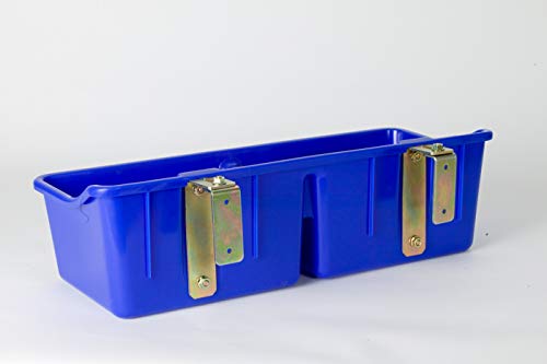 Little Giant® Portable Feeder with Divider | Livestock Feeder | Heavy Duty Mountable Feeding Trough for Livestock & Pets | Made in USA | 16 Quarts | Blue - color: Blue