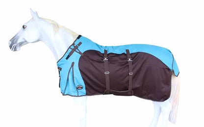 1200D Horse Turnout Blanket Waterproof, Breathable, Heavy-Weight Winter Blanket with 300g Fill, Ripstop Outer Shell - color: Turquoise/Brown, size: 70 inches