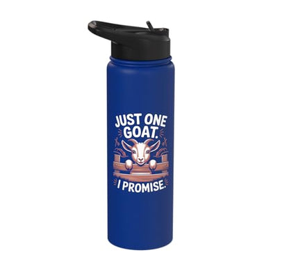 Just One Goat I Promise Cute Coat Pygmy Goat Farmer Stainless Steel Insulated Water Bottle - color: Royal Blue