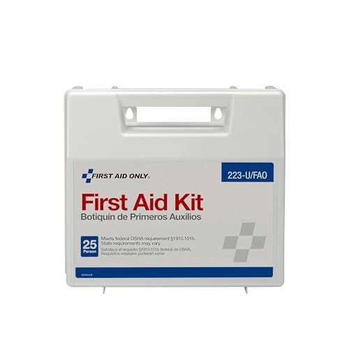 First Aid Only 223-U OSHA-Compliant First Aid Kit, All-Purpose 25-Person Emergency First Aid Kit for Business, Worksite, Home, and Vehicle, 106 Pieces - size: 2.5" x 8.4" x 9"