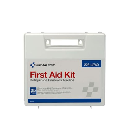 First Aid Only 223-U OSHA-Compliant First Aid Kit, All-Purpose 25-Person Emergency First Aid Kit for Business, Worksite, Home, and Vehicle, 106 Pieces - size: 2.5" x 8.4" x 9"