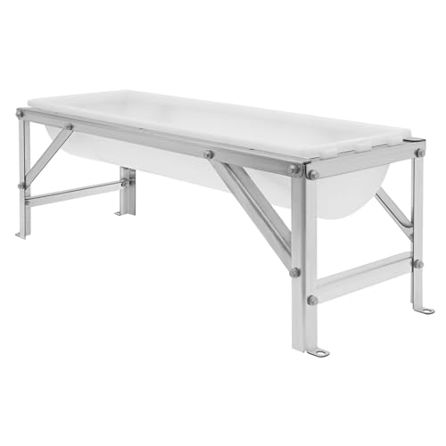 Heavy-Duty Galvanized Steel Frame Feed Trough | Goat Feeder, Pig Feeder, Horse Feeder | 9.25 Gallon PP Trough | Floor-Standing Design for Farms, Pens & Sheds | Easy Assembly (White) - color: White